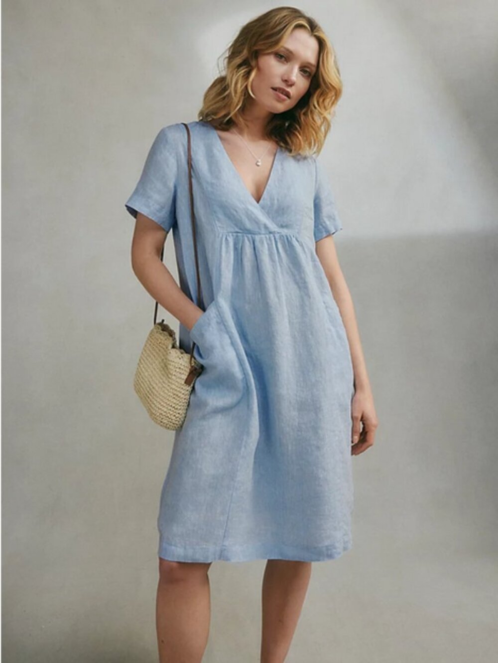 The White Company 100% Linen Dress US Size 4 Light Blue